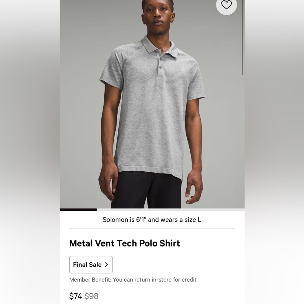 MENS LULULEMON METAL VENT TECH NAVY BLUE POLO Size: XXL